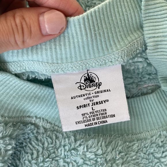 Disney Parks WDW Aqua Teal Turquoise Fluffy Sherpa Spirit Jersey Kids Sz Large - Picture 9 of 14